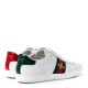 GUCCI Calfskin Ayers Bee Embroidered Womens Ace Sneakers 38 White Green